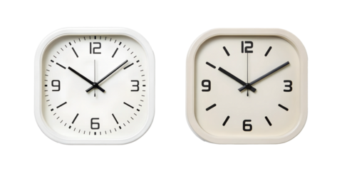 Two Different Style Simple Wall Clock on White Background, Classic Wall Clock, Timeless Home Decor, PNG Transparent