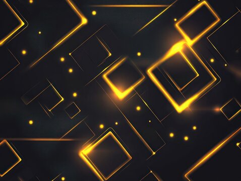 Abstract gold squares on dark background