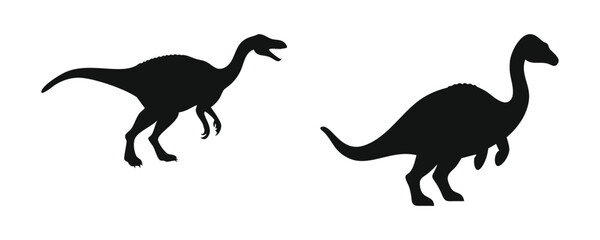 Dinosaur Black Silhouette  on white Background