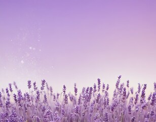 A serene field of lavender flowers in soft purple hues against a dreamy pastel sky.