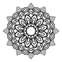 Circular pattern in form of mandala with lotus flower for Henna, Mehndi, tattoo, decoration. Decorative ornament in ethnic oriental style. Doodle ornament.