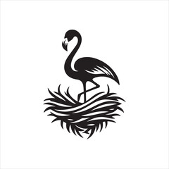 Bird's nest vector illustration of a swan