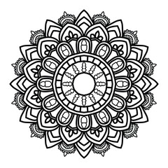 Circular pattern in form of mandala with lotus flower for Henna, Mehndi, tattoo, decoration. Decorative ornament in ethnic oriental style. Doodle ornament.