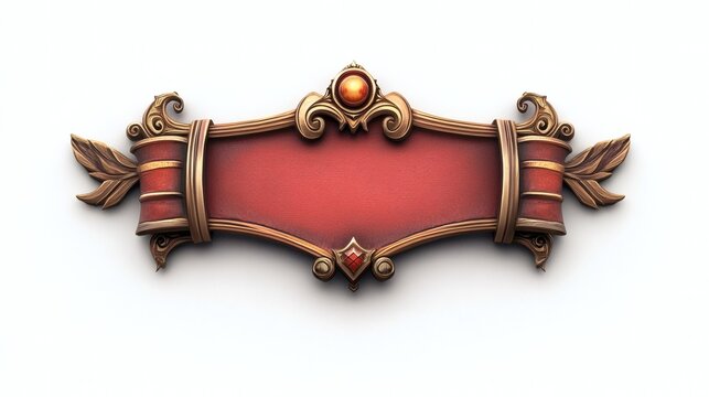 Ornate Decorative Banner with Red Background and Golden Accents
