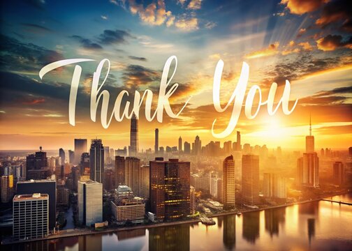 Double Exposure Thank You Presentation Slide End Background Stock Photo