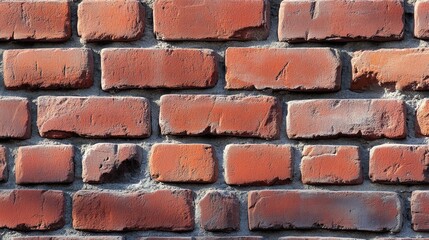 Obraz premium Red bricks arranged in a staggered pattern, creating a classic and sturdy brick wall.