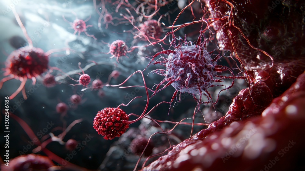 Poster Plasmodium falciparum microscopic action scientific illustration of pathogen dynamics in biomedical context
