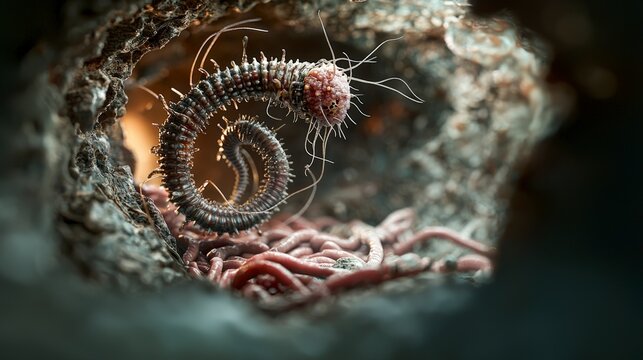 Exploring taenia solium a detailed study of a parasite micro environments scientific illustration close up