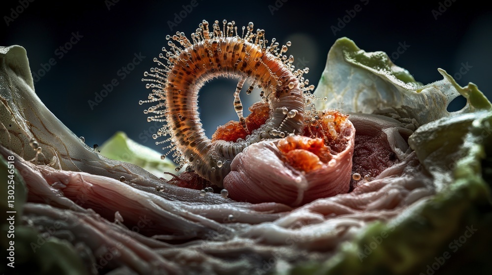 Poster Intricate microorganisms in botanical setting scientific context nature close-up tric representation