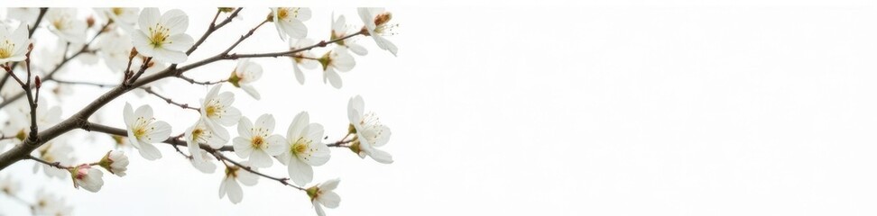 Obraz premium Delicate tree branches against a crisp white background, white, organic, natural