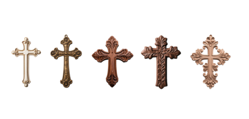 Crosses in different finishes displayed together