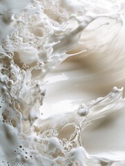 Fototapeta premium Magnificent creamy milk explosion with air bubbles and smooth textures