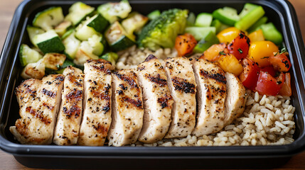 A weight-loss meal prep box with grilled chicken, brown rice, and steamed vegetables (3)