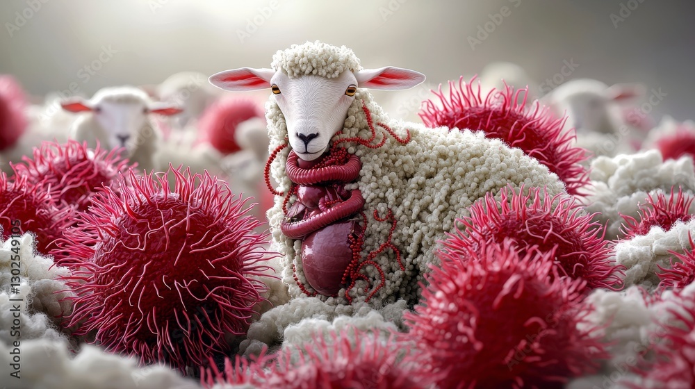 Poster lifecycle of sheep and bacteria interaction educational diagram science educational informative