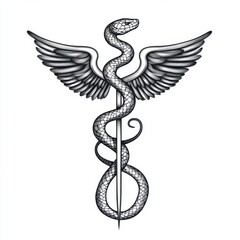 Stylized Medical Serpent Emblem: A Unique Representation of Healthcare and Healing Symbols