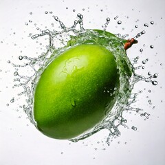 "Fresh Green Mango Splashing in Motion"
"Juicy Green Mango Splash with White Background"
"Refreshing Green Mango Drop with Water Splash"
