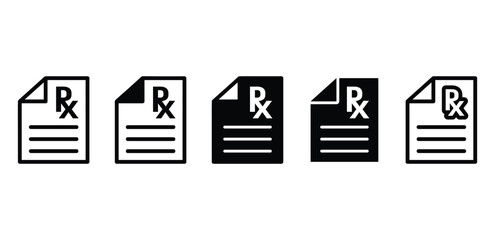 prescription document file icon vector design black white color simple illustration set isolated