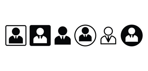 businessman profile avatar icon symbol sign vector design black white color illustration set isolated