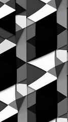 Obraz premium A Modern Abstract Wallpaper Featuring An Intricate Geometric Pattern With Overlapping Shapes In Shades Of Gray, White, And Black, With A High Contrast And Clean Lines, In A Minimalis.