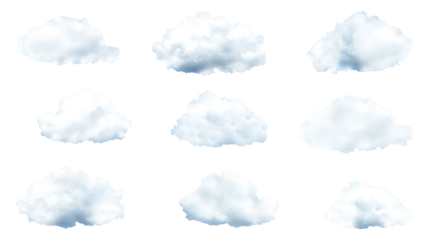 A serene sky in the afternoon with soft, puffy clouds scattered across a bright blue sky, creating a tranquil and calming atmosphere