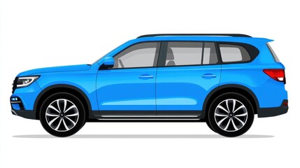 Fototapeta premium Sleek Blue SUV. Isolated Automobile with Modern Design for Transportation Illustrations