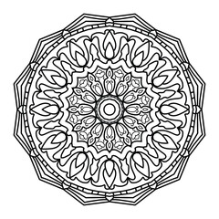 Flower Mandala. Vintage decorative elements. Oriental pattern, Mandala Coloring page. Circular pattern in form of mandala for Henna, Mehndi, tattoo, decoration.