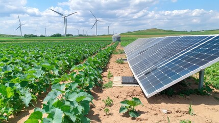 Alternative Energy for Agriculture - A farm utilizing solar and wind power for irrigation and crop production.
