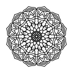 Circular pattern in form of mandala for Henna, Mehndi, tattoo, decoration. Decorative ornament in ethnic oriental style. Flower Mandala. Oriental pattern, Coloring book page.