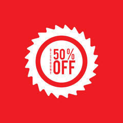 50% Off - Speech Bubble, Banner, Paper, Label Template. Vector Stock Illustration