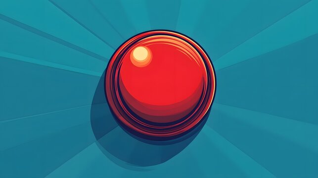 Innovative Line Art Icon of a Bright Red Panic Button Symbolizing Urgency and Safety