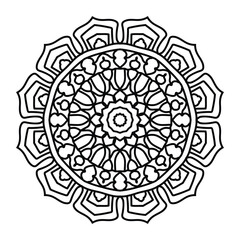 Circular pattern in form of mandala for Henna, Mehndi, tattoo, decoration. Decorative ornament in ethnic oriental style. Flower Mandala. Oriental pattern, Coloring book page.