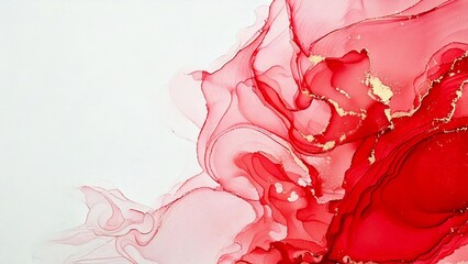 Obraz premium 高級感のある薄くて淡いアルコールインクアート レッド マーブル模様 余白あり 背景素材 チラシ・バナー・動画素材 16:9サイズ AI生成素材