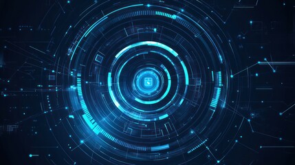 Obraz premium Abstract glowing blue digital technology circle background.