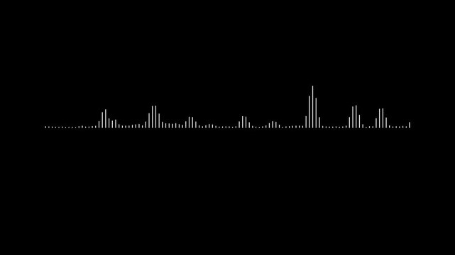 Horizontal line Audio music timeline bar moving line with track on a black background, Audio waveform equalizer spectrum, Music equalizer, Sound visualization, digital audio spectrum wave effect