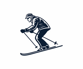 Fototapeta premium Skier in motion silhouette, perfect for winter sports design.