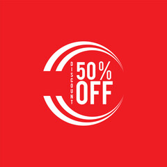 50% Off - Speech Bubble, Banner, Paper, Label Template. Vector Stock Illustration