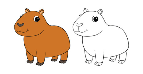  Cute Capybara Coloring Illustration