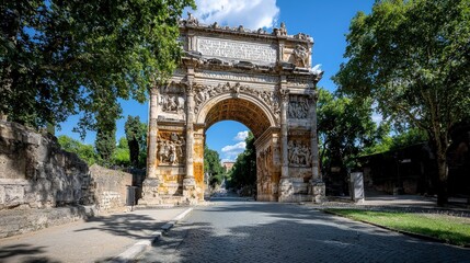 Fototapeta premium Celebrating heritage majestic triumphal arch in city center urban photography perspective highlighting architecture