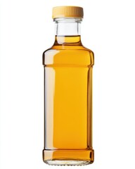 Nutritious Linseed Oil with Fresh Flaxseeds in a Bottle, Isolated on White Background