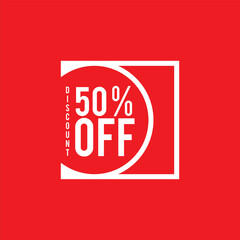 50% Off - Speech Bubble, Banner, Paper, Label Template. Vector Stock Illustration