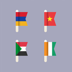 National flags of the world, set flat vector icons