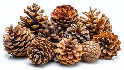 Dried Pine Cones: Rustic Bedroom Decor & Studio Props - Isolated White Background