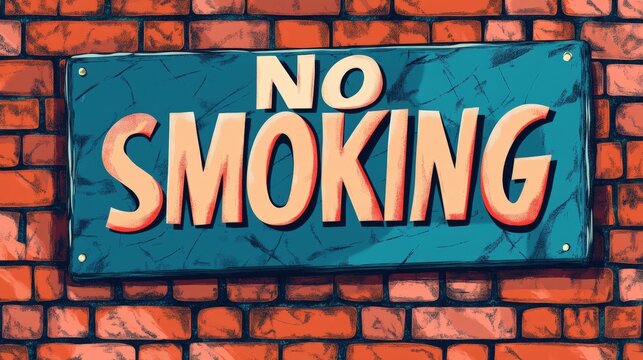 Prohibition sign clearly indicating no smoking in a public area with a brick wall backdrop. Take Down Tobacco National Day of Action