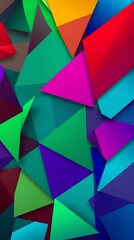 Obraz premium A Vibrant Background Composed Of Overlapping Geometric Shapes In Shades Of Emerald Green, Sapphire Blue, And Ruby Red, Creating A Dynamic And Energetic Composition With A High-Contra.