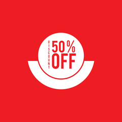 50% Off - Speech Bubble, Banner, Paper, Label Template. Vector Stock Illustration