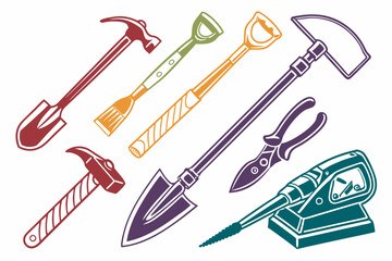 Masonry Tools Silhouette vector illustration