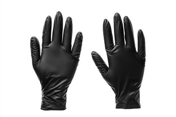 Isolated Black Rubber Gloves for Protection Against Epidemics and Pandemics on a Clean White Background
