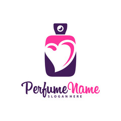 Perfume with Love logo design vector illustration. Perfume logo concept template