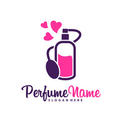Perfume with Love logo design vector illustration. Perfume logo concept template