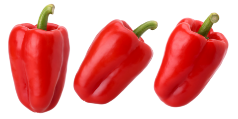 red sweet bell pepper isolated, transparent PNG, PNG format, Fresh red bell pepper, cut out, collection, set.